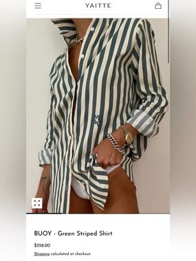 YAITTE - BUOY - Green Striped Shirt M